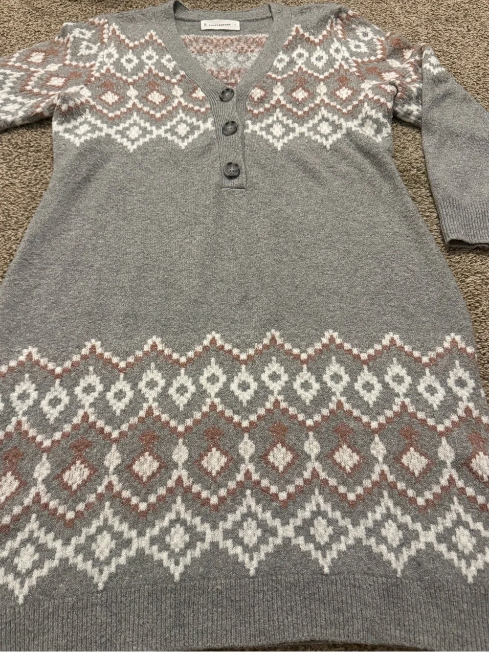 Lucky Brand Fair Isle Sweater Dress | Size 1X | Cozy Winter Knit - Picture 4 of 6